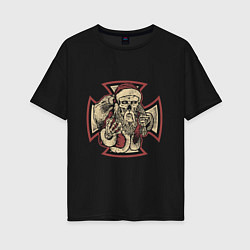 Футболка оверсайз женская Skeletor Santa, цвет: черный