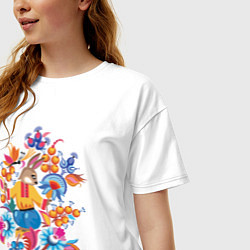 Футболка оверсайз женская Зайчик славянский, цвет: белый — фото 2