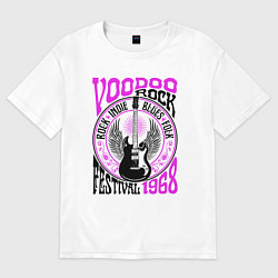 Футболка оверсайз женская Гитара с крыльями voodoo rock, цвет: белый