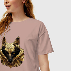 Футболка оверсайз женская Золотой волк, цвет: пыльно-розовый — фото 2