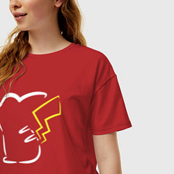 Футболка оверсайз женская Пикачу минимализм, цвет: красный — фото 2