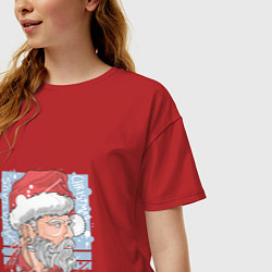 Футболка оверсайз женская Claus christmas, цвет: красный — фото 2