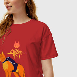 Футболка оверсайз женская Stray - cat logo, цвет: красный — фото 2