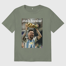 Футболка оверсайз женская Lionel Messi - world champion - Argentina, цвет: авокадо