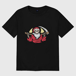 Футболка оверсайз женская Dead Santa, цвет: черный