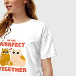 Футболка оверсайз женская We are purrrfect together, цвет: белый — фото 2