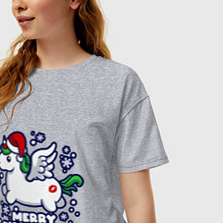 Футболка оверсайз женская Unicorn - merry kiss my ass, цвет: меланж — фото 2
