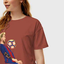 Футболка оверсайз женская Messi Barcelona, цвет: кирпичный — фото 2