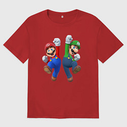 Футболка оверсайз женская Марио и Луиджи, цвет: красный