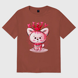 Футболка оверсайз женская Котёнок с короной, цвет: кирпичный