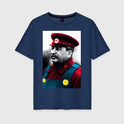 Футболка оверсайз женская Иосиф Виссарионович Сталин - memes Mario, цвет: тёмно-синий