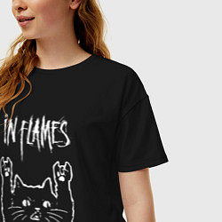 Футболка оверсайз женская In Flames рок кот, цвет: черный — фото 2