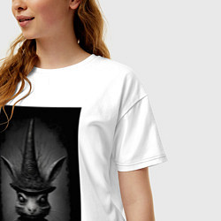 Футболка оверсайз женская Жуткий страшный кролик заяц, цвет: белый — фото 2