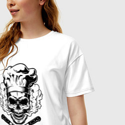 Футболка оверсайз женская The cooks skull, цвет: белый — фото 2