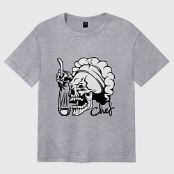 Футболка оверсайз женская Chef skull, цвет: меланж