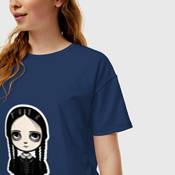 Футболка оверсайз женская Уэнсдей, Семейка Аддамс в стиле Бёртона, цвет: тёмно-синий — фото 2