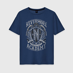 Футболка оверсайз женская Академия Невермор герб, цвет: тёмно-синий