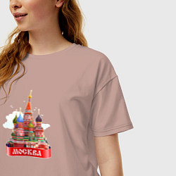 Футболка оверсайз женская Москва Кремль, цвет: пыльно-розовый — фото 2