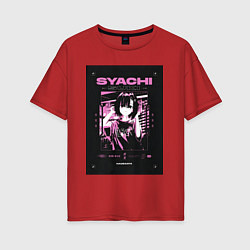 Футболка оверсайз женская Syachi suki slayer punk, цвет: красный