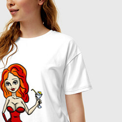 Футболка оверсайз женская Джесс с бокалом, цвет: белый — фото 2