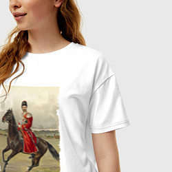 Футболка оверсайз женская Николай II на коне, цвет: белый — фото 2