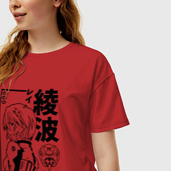 Футболка оверсайз женская Аянами Рей - евангелион, цвет: красный — фото 2