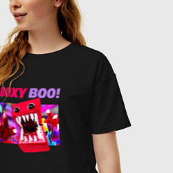 Футболка оверсайз женская Project Playtime Бокси Бу обнимашки, цвет: черный — фото 2