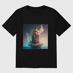 Футболка оверсайз женская Путешествие во времени, цвет: черный