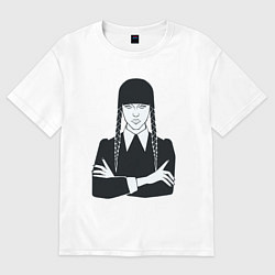 Футболка оверсайз женская Wednesday Addams портрет, цвет: белый