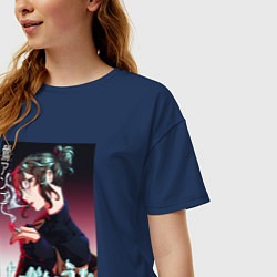 Футболка оверсайз женская Anko Uguisu, цвет: тёмно-синий — фото 2