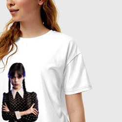 Футболка оверсайз женская Уэнсдэй Аддамс, цвет: белый — фото 2