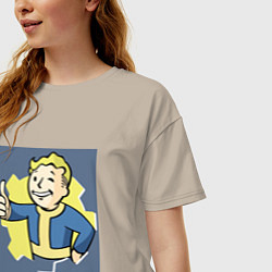 Футболка оверсайз женская Волт-Бой с пальцем вверх, цвет: миндальный — фото 2