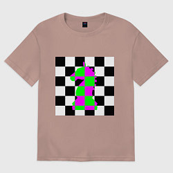 Футболка оверсайз женская Конь шахматный, цвет: пыльно-розовый