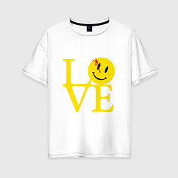 Футболка оверсайз женская Smile love, цвет: белый