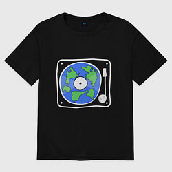 Женская футболка оверсайз Виниловый мир