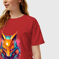 Футболка оверсайз женская Кибер лиса, цвет: красный — фото 2
