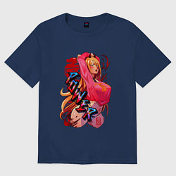 Футболка оверсайз женская Пауэр симпотяжка - Человек бензопила, цвет: тёмно-синий