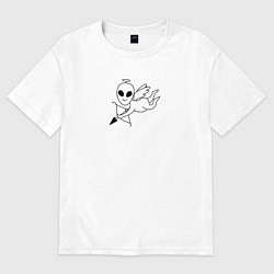 Футболка оверсайз женская Пришелец купидон с луком и стрелой, цвет: белый