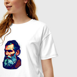 Футболка оверсайз женская Лев Толстой арт, цвет: белый — фото 2