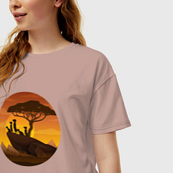 Футболка оверсайз женская Сурикаты на закате, цвет: пыльно-розовый — фото 2