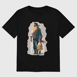 Футболка оверсайз женская Дочка и отец вместе, цвет: черный