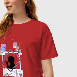 Футболка оверсайз женская BTS Тэхен, цвет: красный — фото 2