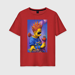 Женская футболка оверсайз Bart Simpson - нейросеть - сюрреализм
