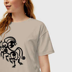 Футболка оверсайз женская Слейпнир конь бога Одина, цвет: миндальный — фото 2