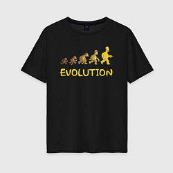 Футболка оверсайз женская Эволюция Гомера, цвет: черный