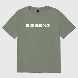 Футболка оверсайз женская Big bang белый логотип, цвет: авокадо