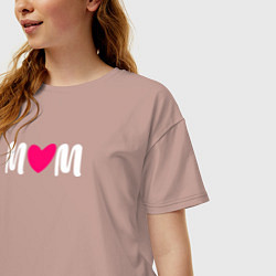 Футболка оверсайз женская Mom heart love, цвет: пыльно-розовый — фото 2