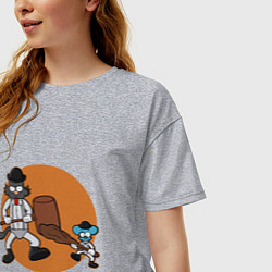 Футболка оверсайз женская Шоу Щекотки и Царапки, цвет: меланж — фото 2