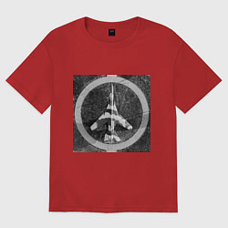 Футболка оверсайз женская Самолёт МИГ 23, цвет: красный