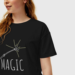 Футболка оверсайз женская Magic надпись и волшебная палка, цвет: черный — фото 2